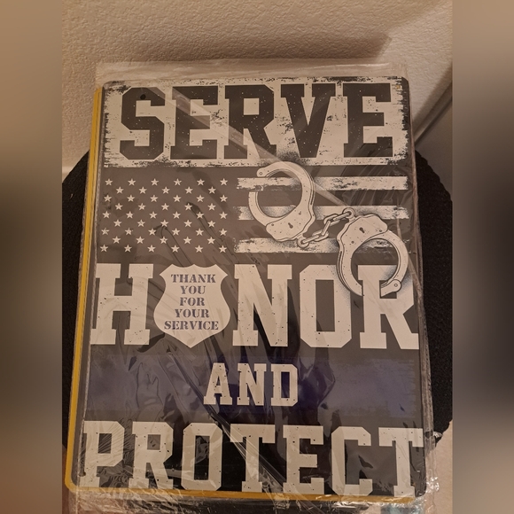 Other - NWT Metal Garage Sign Serve Honor and Protect